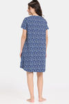 Rosaline Disco Daze Knit Cotton Knee Length Nightdress - Ocean Cavern — thumbnail 3
